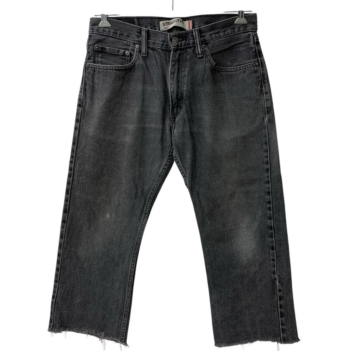 Levi's 505 デニムパンツ W32 ブラック リーバイス ジップアップ ストレートフィット リメイク 紙タグ デニム アメカジ ジーンズ 2605-318