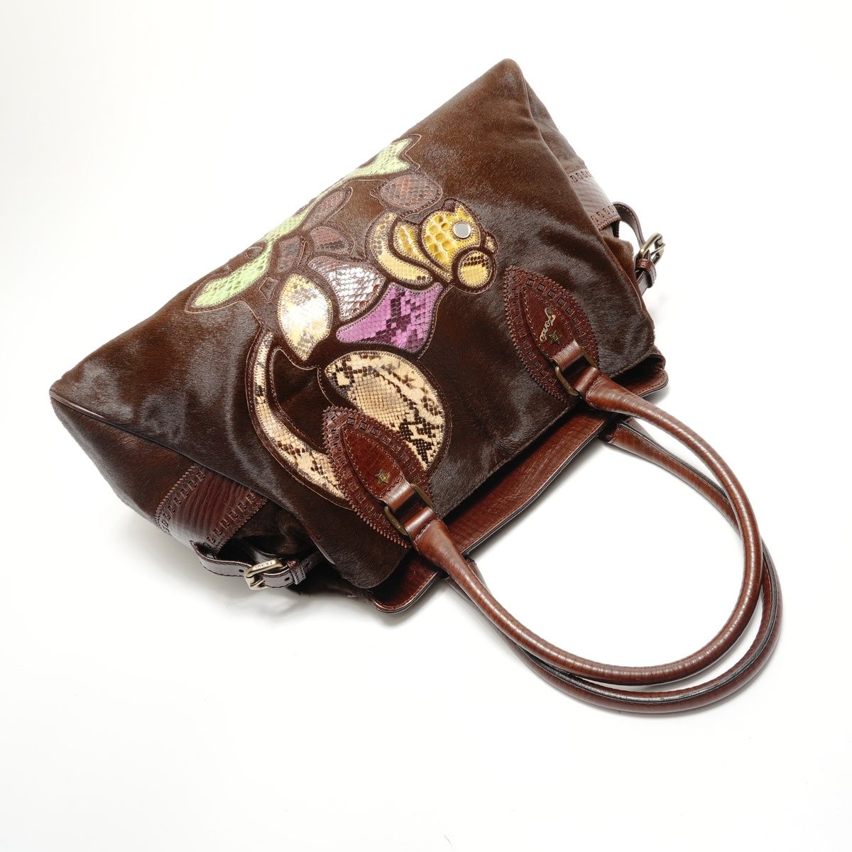 FENDI フェンディ トートバッグ エトニコ ハラコ パイソン【中古 