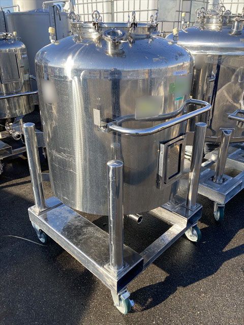 ステンレスコンテナ 600L 移動式密閉タンク キャスター付き【製薬・食品・化粧品工場用】SUS