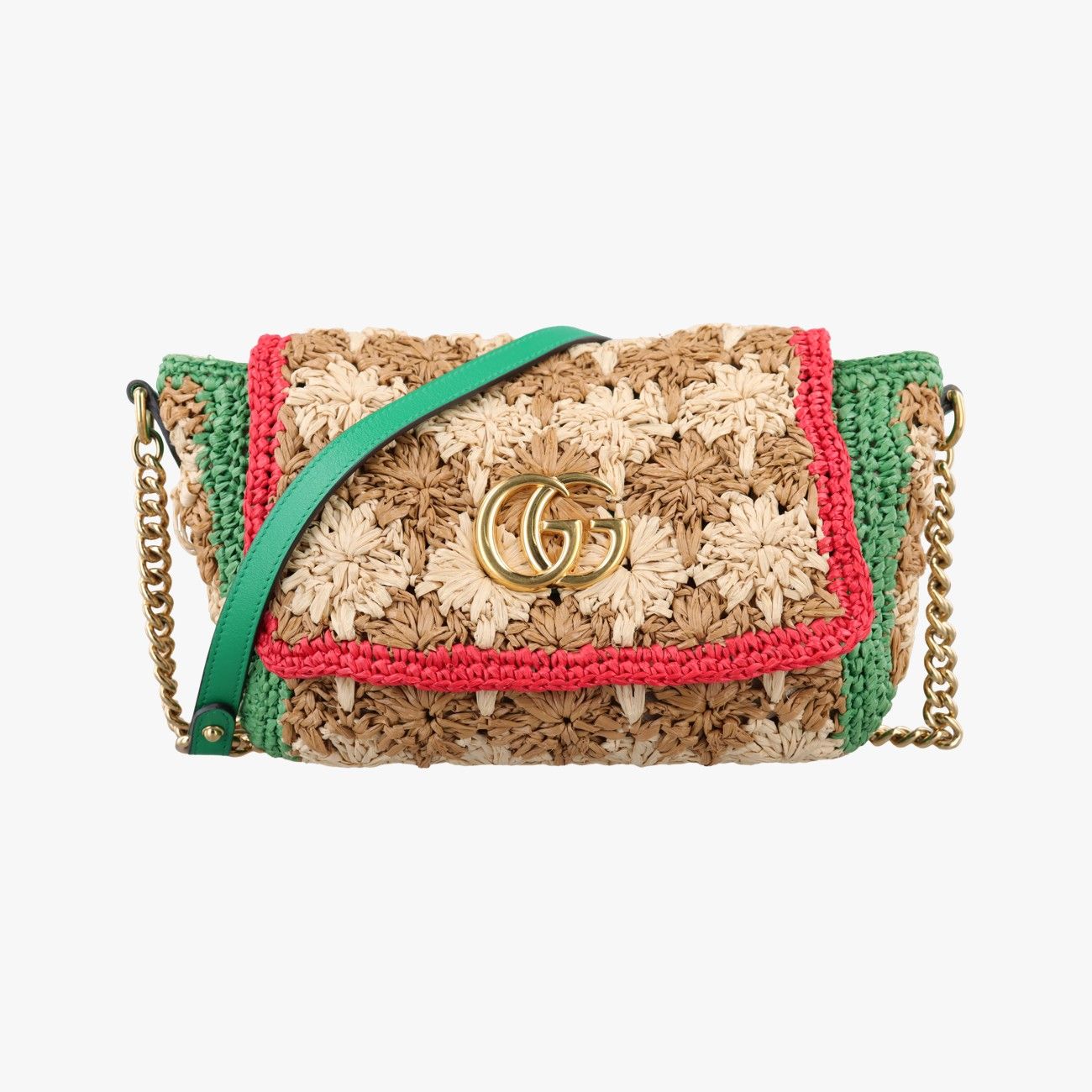 グッチGucciGGマーモント ベージュ×マルチカラー ストロー 574433 I028727900