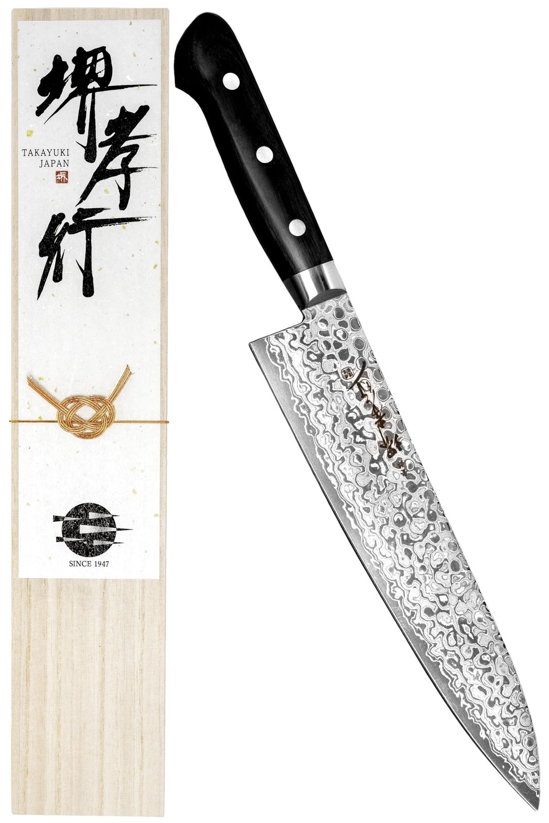 堺孝行 【600年の伝統技術！プロの料理人が愛用】 ダマスカス 45層 牛刀包丁 210mm 鏡面加工 [日本製] 最高峰 ステンレス鋼 AUS10 万能包丁 青木刃物製作所 (型番k21003) [210 mm]