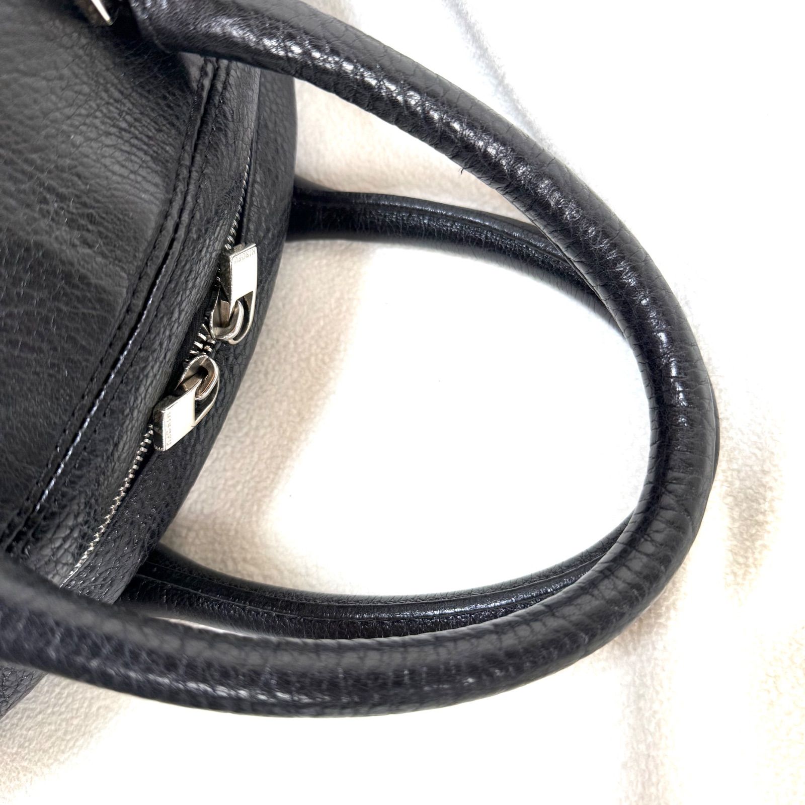 極美品・ブラック✨ヒロフ シボレザー ボストンバッグ ハンドバッグ H