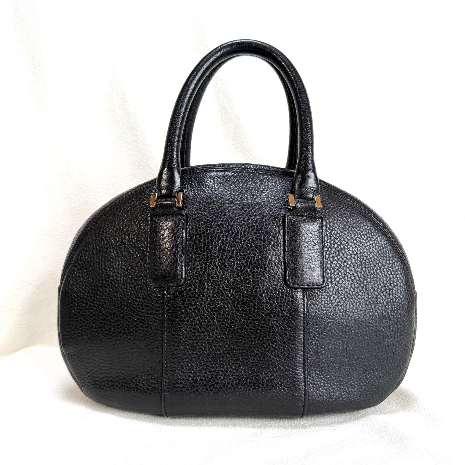 極美品・ブラック✨ヒロフ シボレザー ボストンバッグ ハンドバッグ H