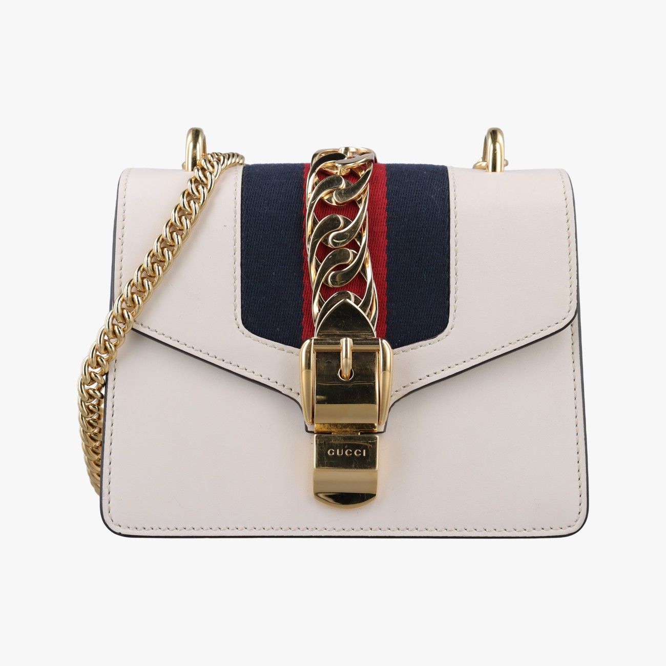グッチGucciシルヴィ アイボリー×ネイビー×レッド レザー 431666 G021868694