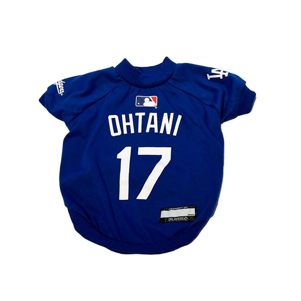 【新品】MLB公式 ロサンゼルス ドジャース 大谷翔平選手モデル ユニフォーム 野球 Tシャツ ブルー Sサイズ Los Angeles Dodgers ペット 036f100d