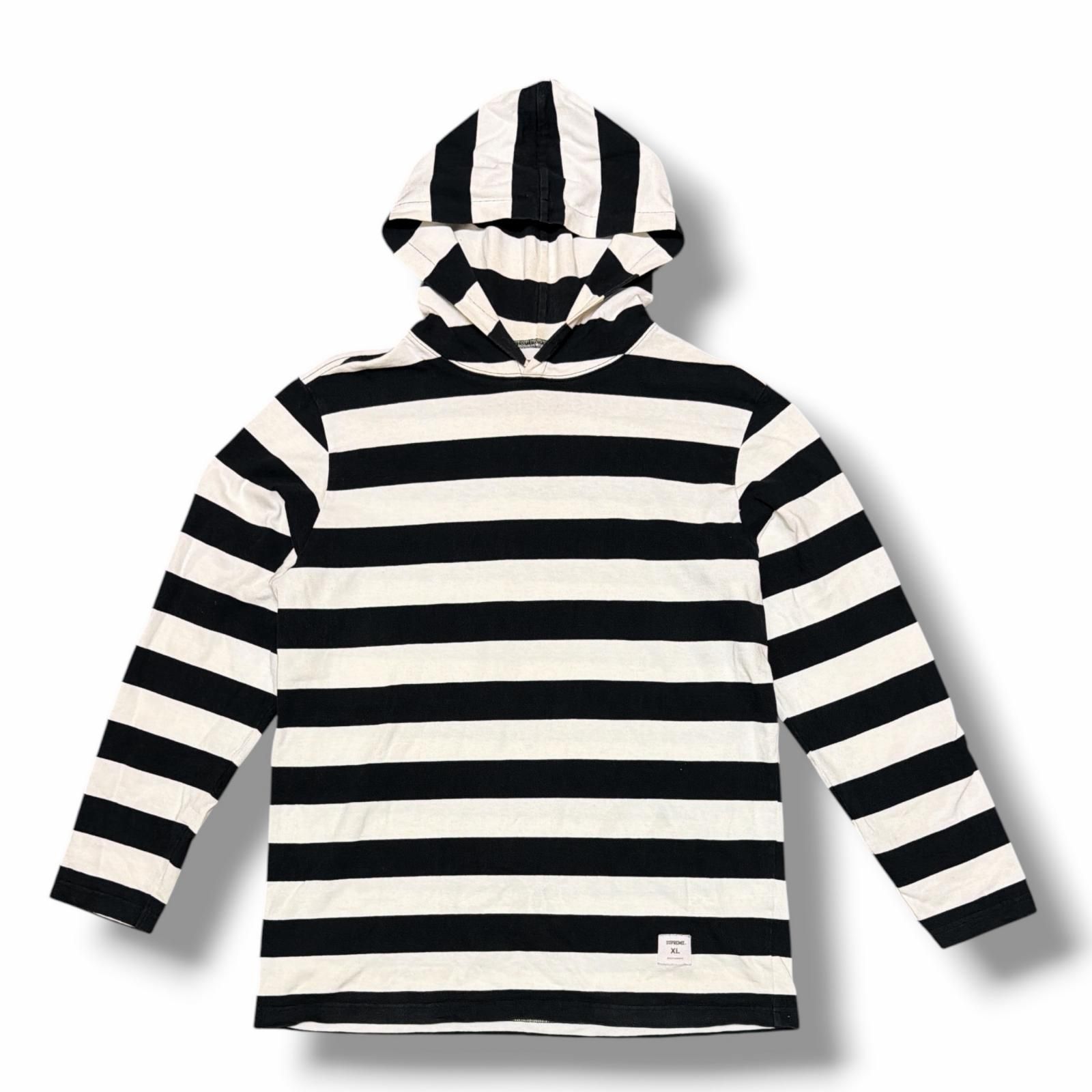 国内正規 Supreme 14SS ボーダー柄プルオーバーパーカー フーディー 