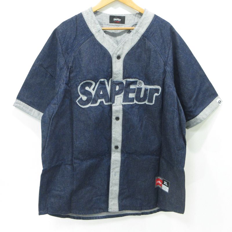【三重本店】 中古 SAPEur | サプール デニムベースボールシャツ インディゴ サイズ：XL 【95】