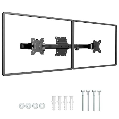 ACCURTEK 壁掛け デュアルモニターアーム 左右2画面 13-27インチ 耐荷重10kg 省スペース VESA 75/100 角度調整 回転180° 簡単取り付け ブラックmi 57477ced