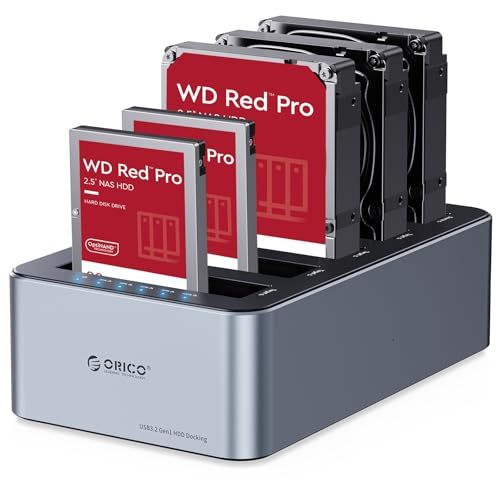 ORICO HDD ケース 5ベイ 20TB*5 オフラインクローニング機能付き HDD スタンド USB 3.2 Gen 1 5Gbpsの転送速度 アルミ HDD ケース 3.5インチ 2-in-1データケーブル付属 SATA 2.5/3. e8ad5999