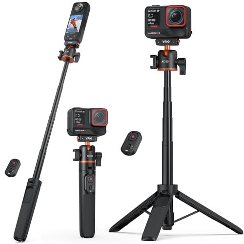 VRIG Insta360 Ace Pro 2用三脚 Insta360 自撮り棒 磁気マグネットマウント クイックリリースアダプタ 4段伸縮 最大54cm 360度回転 自由雲台 リモコン付き 軽量 持ち運び便利 Insta360 X4 Ai bf848ea2