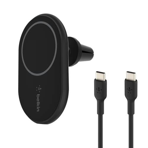 Belkin MagSafe対応 ワイヤレス車載充電器 7.5W エアコン吹き出し口用 USB-C to Cケーブル(1.2m)付属 (シガーチャージャー別売り) iPhone16/15/14/13/12シリーズ対応 ブラック WIC004b ac54f308