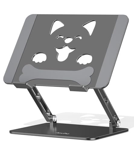 アオビホ(Aoviho)-ノートパソコンスタンド- ホルダー PC 人間工学 無段階高さ&角度調整可能 姿勢改善 腰痛＆猫背＆肩こり解消 滑り止め 在宅仕事 つくえ 机 省スペース アルミ製折り畳み可能 ゲーム用ノート専用 ZOOM会議 Ma 40777a29