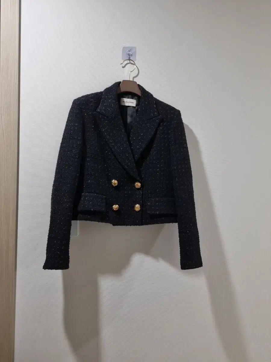 MOJO.S.PHINE モジョエスピン ツイード クロップド ダブル ジャケット ブラック 21 22fw