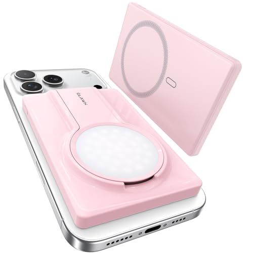 ULiXWH【新発想！充電も撮影もこれ一台】 MagSafe対応 5000mAh 軽量 小型 ワイヤレス充電 20W急速充電 自撮りライト付き 3色モード 180°折り畳み Type-C FCC/PSE/UL認証済み iPhone17/16/ 8ae5e19e