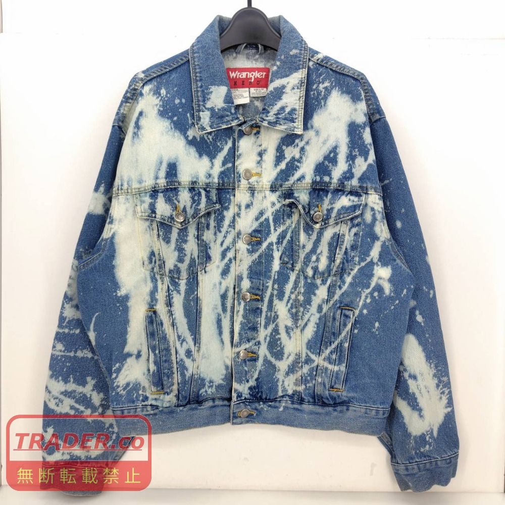 05w21568 ラングラー Wrangler ブリーチ加工デニムジャケット ブルー L バングラデシュ製 メンズ デニムジャケット コットン 【中古品】
