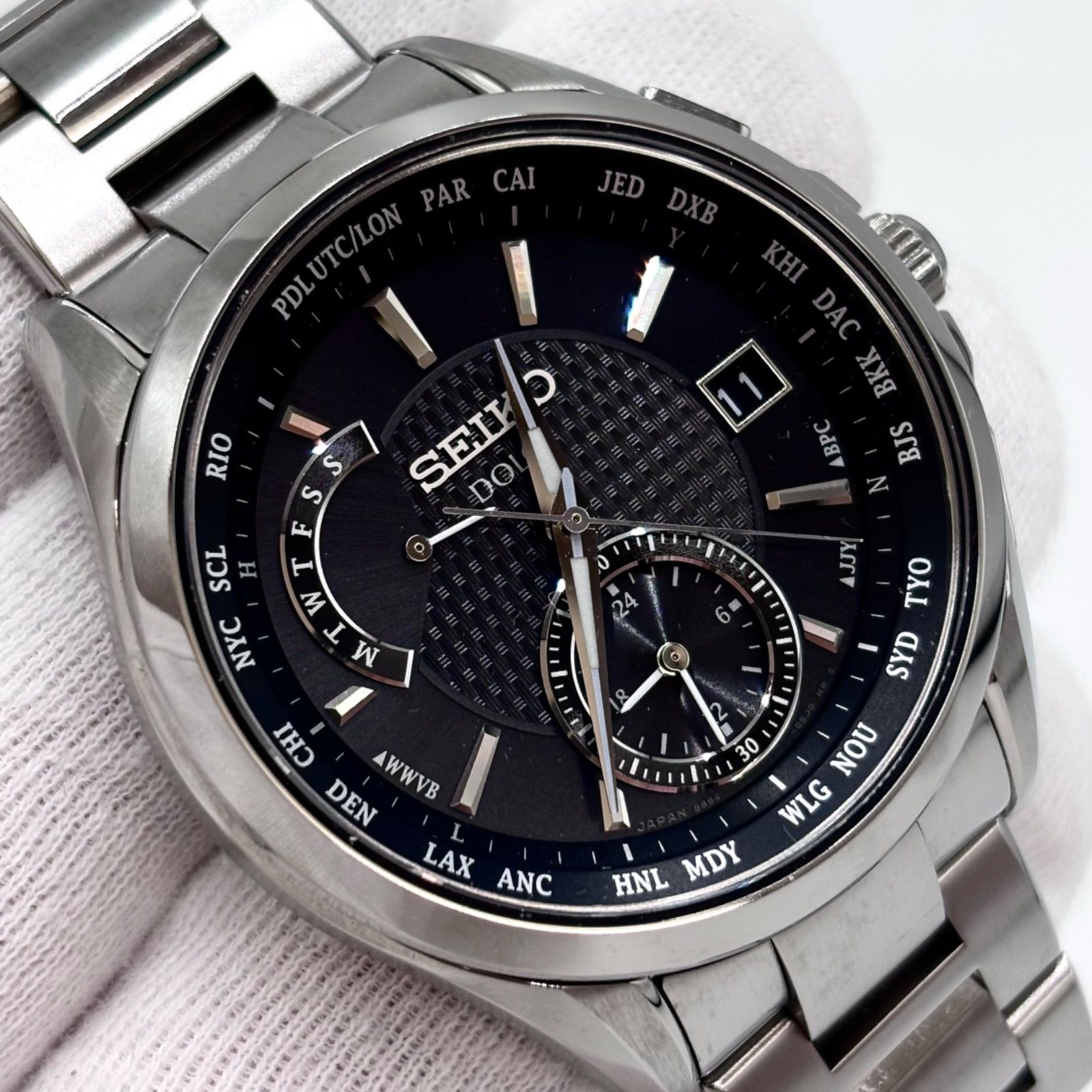 【稼働/純正ブレス】SEIKO DOLCE/セイコー ドルチェ 腕時計 電波ソーラー デイト デュアルタイム ワールドタイム チタン SADA027 38,935円