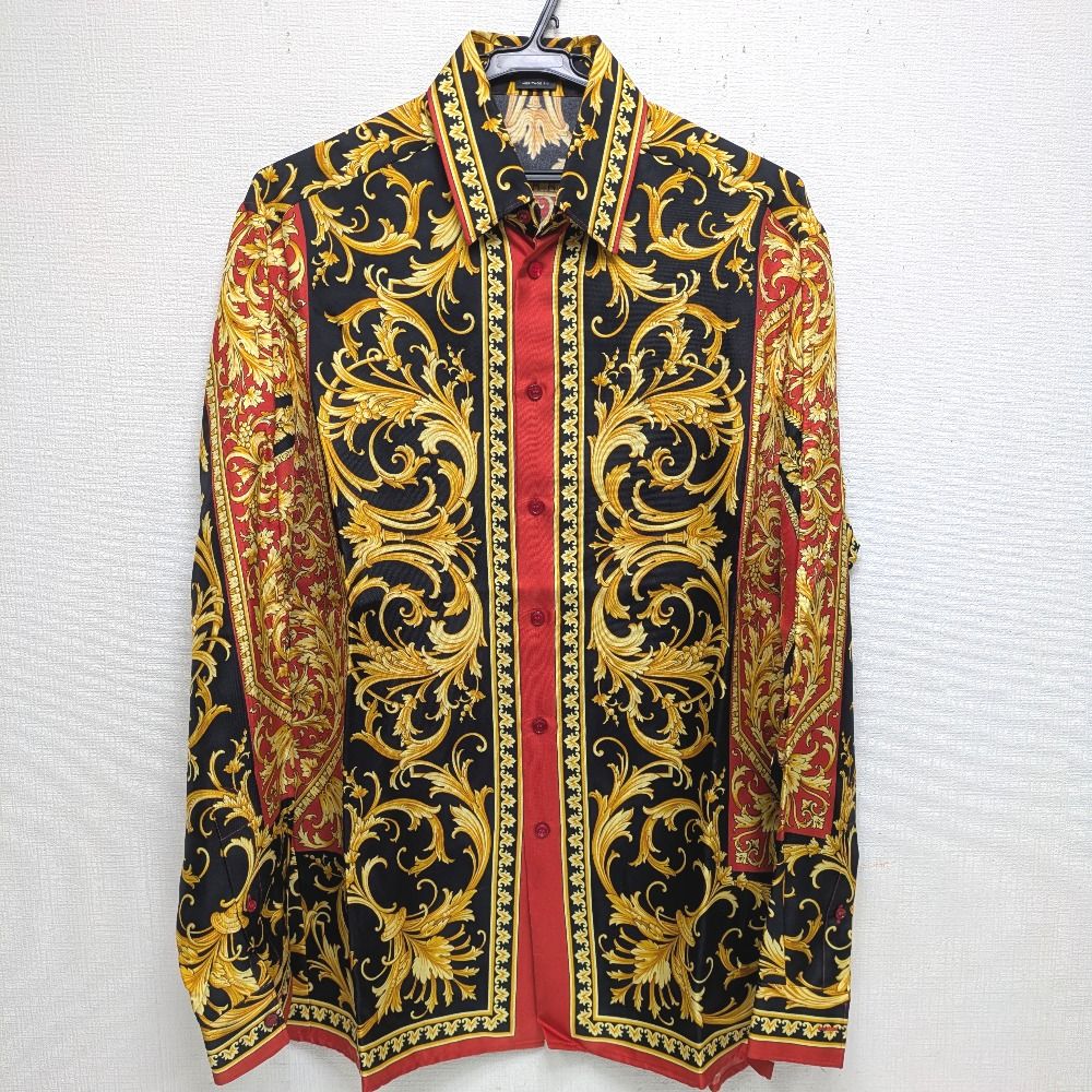 Dz388031 ヴェルサーチ 長袖シャツ 総柄 A84050 37サイズ メンズ VERSACE 中古