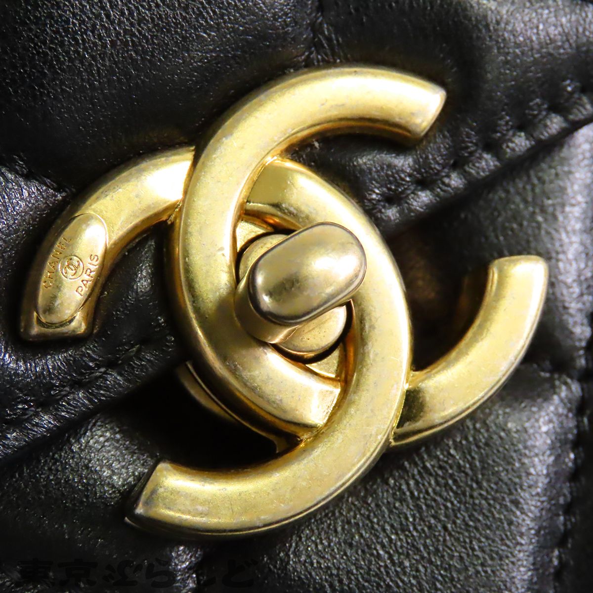シャネル CHANEL トップハンドルバッグ ブラック 黒 ゴールド金具 