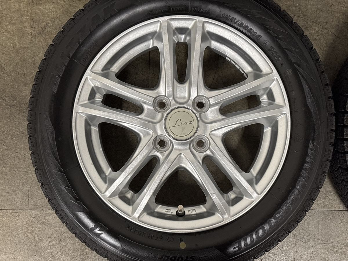 バリ溝】Linz 14in 4.5J +45 PCD100 ブリヂストン ブリザック VRX2 155