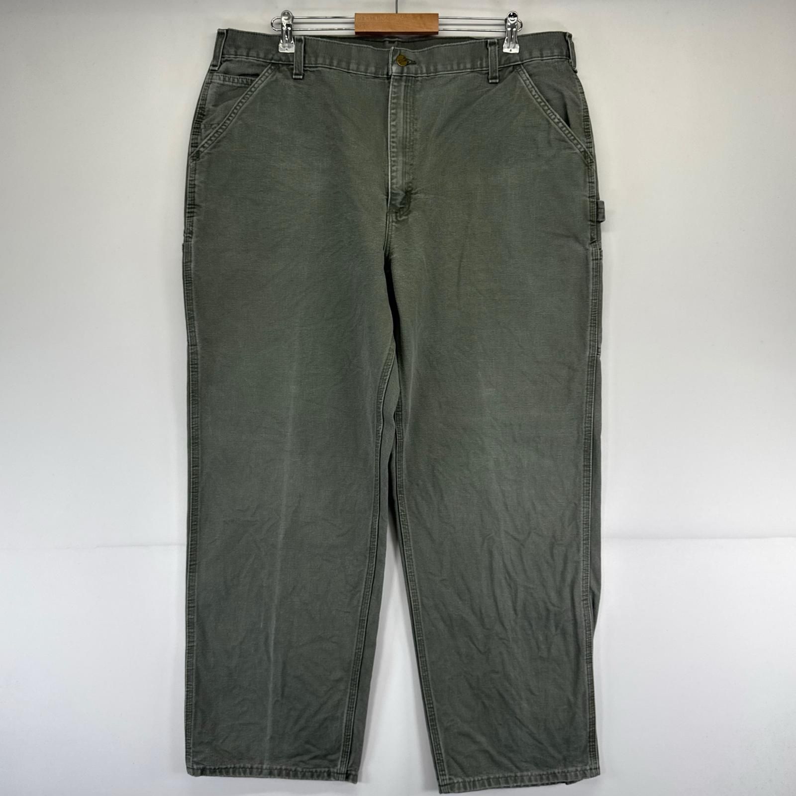 古着 カーハート Carhartt ダック パンツ ダックペインター ワーク フェード 大きいサイズ W42 L32 グリーン系 メンズ