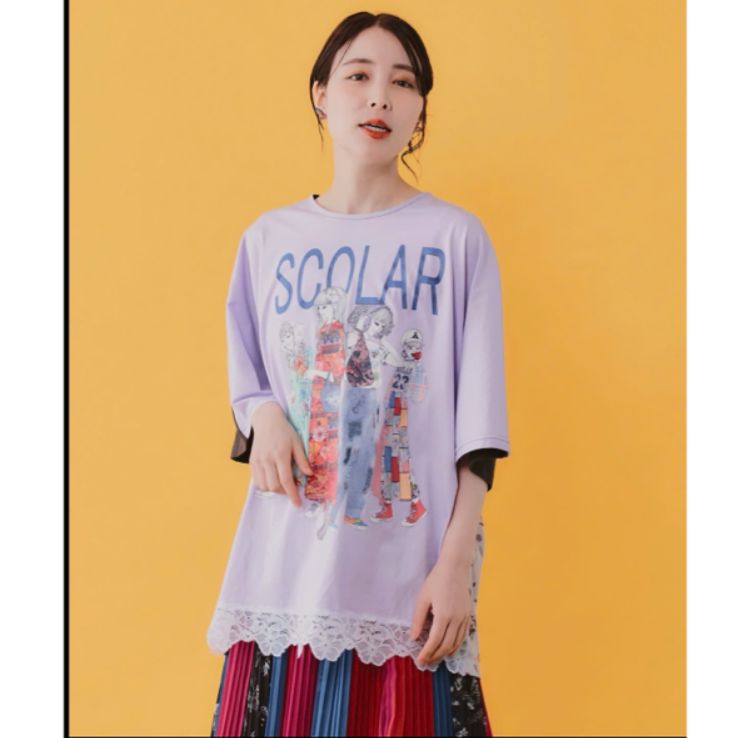 Scolar スカラーガールズ レース付きTシャツ