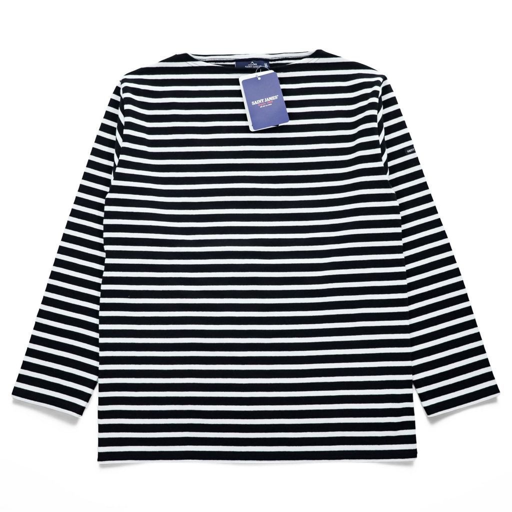 SAINT JAMES フランス製 OUESSANT ウェッソン バスクシャツ 長袖 ロングスリーブ Tシャツ ロンT L ブラック ホワイト ボーダー ボートネック EDIFICE別注 未使用品 24-070-310-0000-1-0