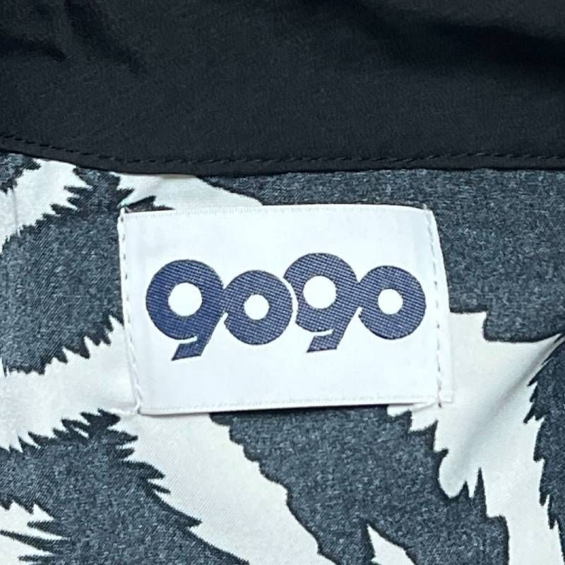 希少　完売品　9090　ナインティナインティ　m/o　ミオ　コラボレーション　Zebra Shirts　しまうま　アニマル柄　オープンカラー　開襟ポリシャツ　半袖　襟ロゴ刺繍　M　ブラック　みきおだ　みっき〜　おだけい　yutori　ストリート　個性派