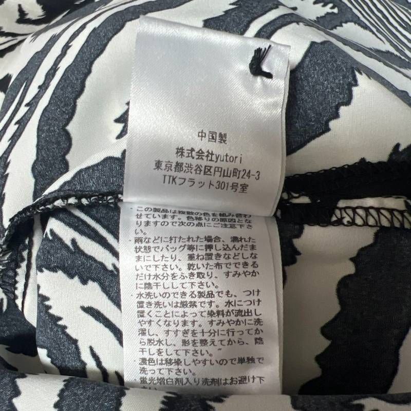 希少　完売品　9090　ナインティナインティ　m/o　ミオ　コラボレーション　Zebra Shirts　しまうま　アニマル柄　オープンカラー　開襟ポリシャツ　半袖　襟ロゴ刺繍　M　ブラック　みきおだ　みっき〜　おだけい　yutori　ストリート　個性派