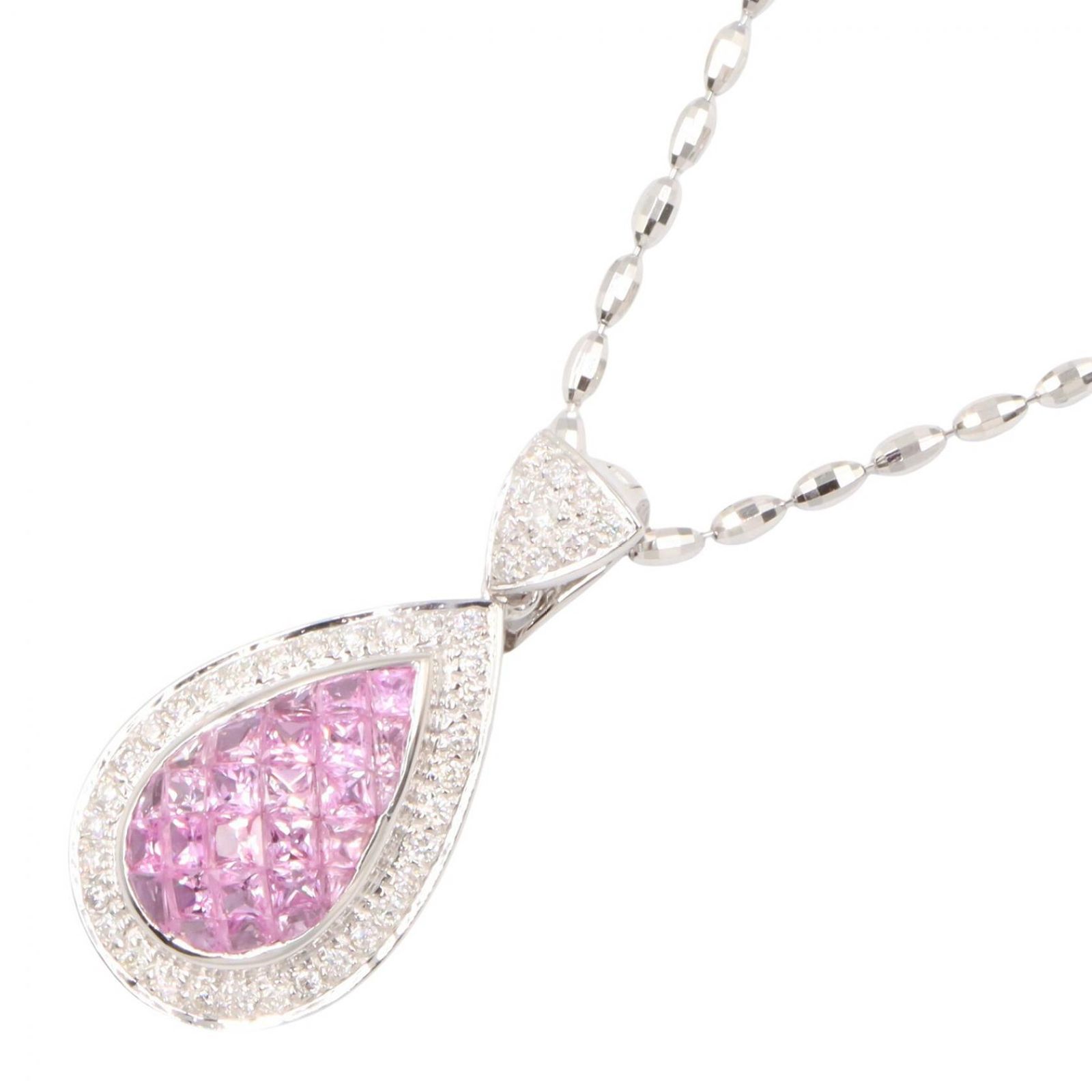 ジュエリー JEWELRY ネックレス ピンクサファイア ダイヤモンド ネックレス ﾋﾟﾝｸｻﾌｧｲｱ 17.7g 首回り42㎝ K18WG（ホワイトゴールド） ダイヤモンド ピンクサファイアネックレス
