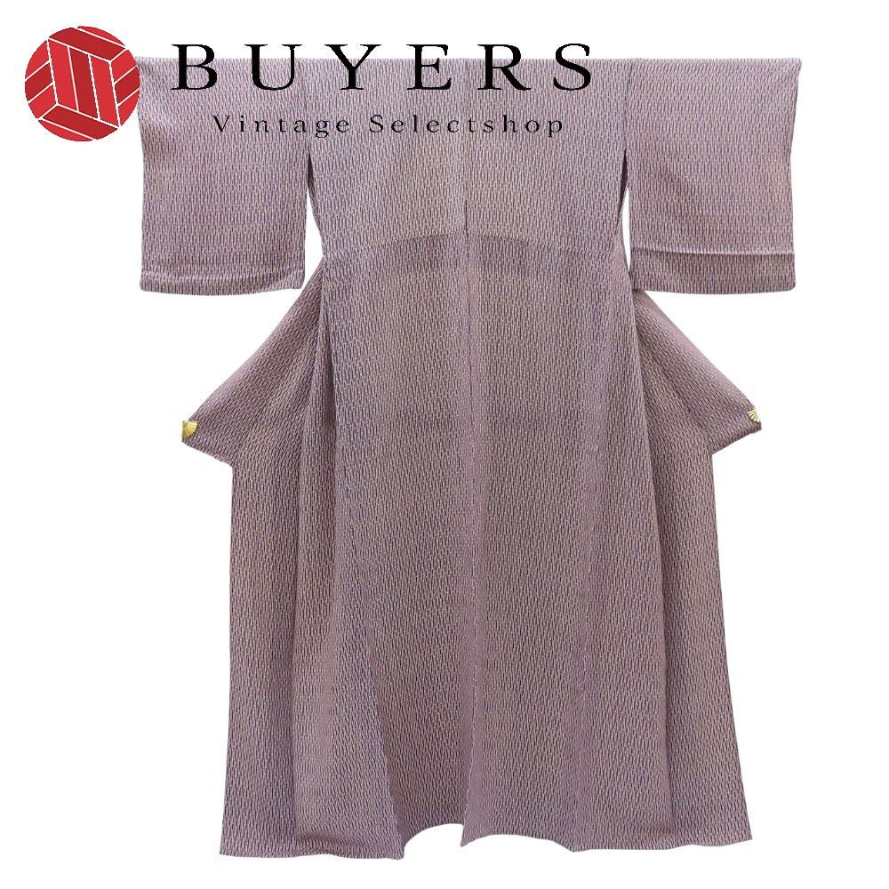 【中古】 小紋 単衣 正絹 紫 ちりめん 和装 呉服 和服 きもの レディース 女性 6,424円