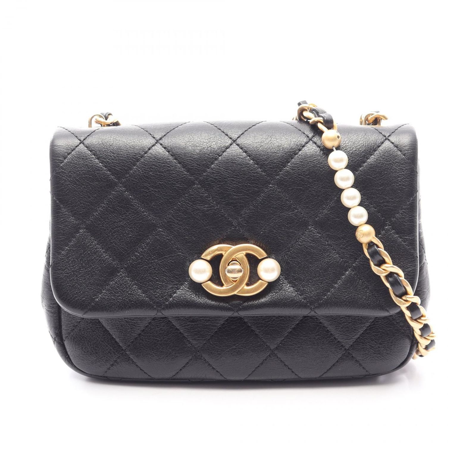 シャネル CHANEL ショルダーバッグ マトラッセ AS3001 ブラック レザー マトラッセ スモールフラップ チェーンショルダー レディース Used A