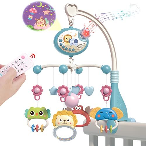 REMOKING ベッドメリー ベビーメリー 音楽付き 回転式 赤ちゃん ベビーベッド おもちゃ やさしい音色 新生児 出産祝い 男の子 女の子 プレゼント（ブルー）e d9c73427
