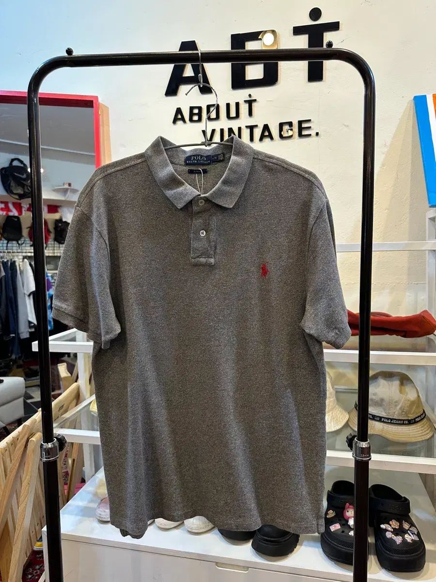 ポロ ラルフローレン スリムフィット 半袖 カラーTシャツ グレー L