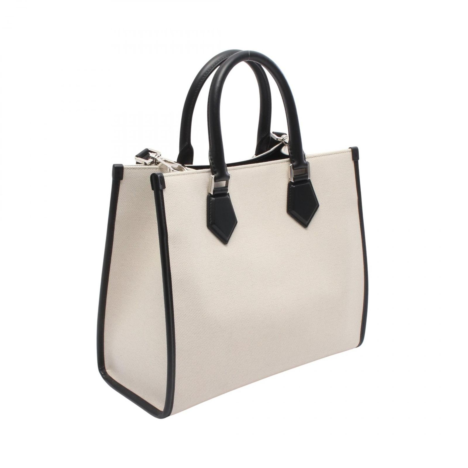 ドルチェアンドガッバーナ DOLCE & GABBANA トートバッグ DGロゴ 2WAY BM2012AY9968S469 ナチュラル/ブラック キャンバス レザー DGロゴ 2wayハンドバッグ レディース Used A