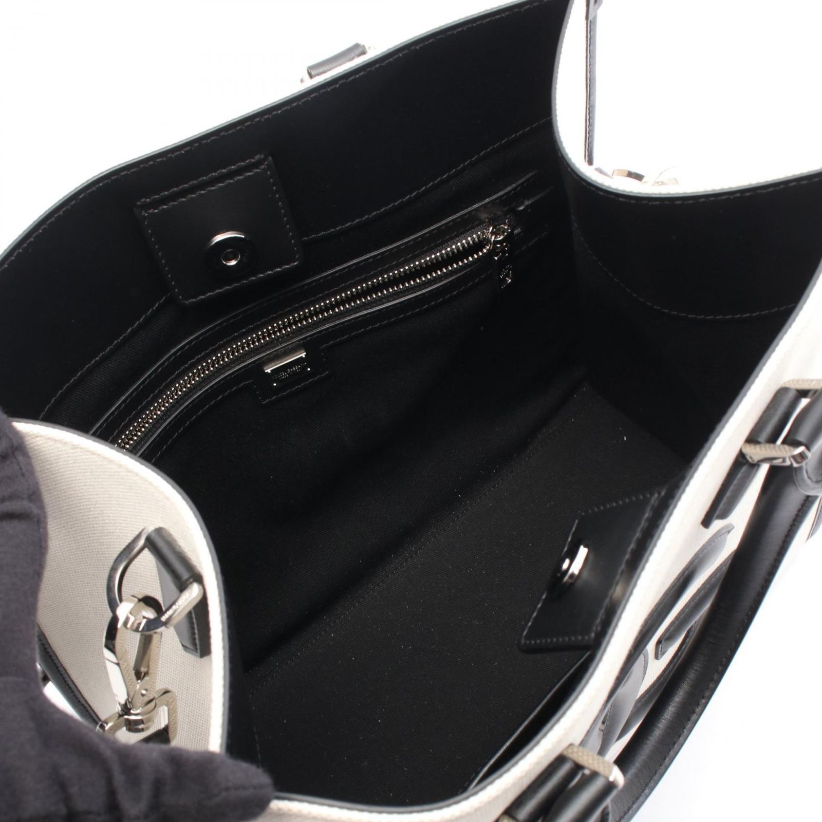 ドルチェアンドガッバーナ DOLCE & GABBANA トートバッグ DGロゴ 2WAY BM2012AY9968S469 ナチュラル/ブラック キャンバス レザー DGロゴ 2wayハンドバッグ レディース Used A