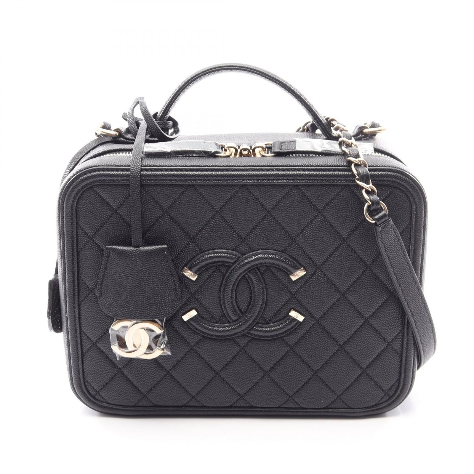 シャネル CHANEL ショルダーバッグ CCフィリグリー バニティ 2WAY A93344 ブラック キャビアスキン(グレインドカーフ) CCフィリグリー マトラッセ バニティ チェーンショルダー
