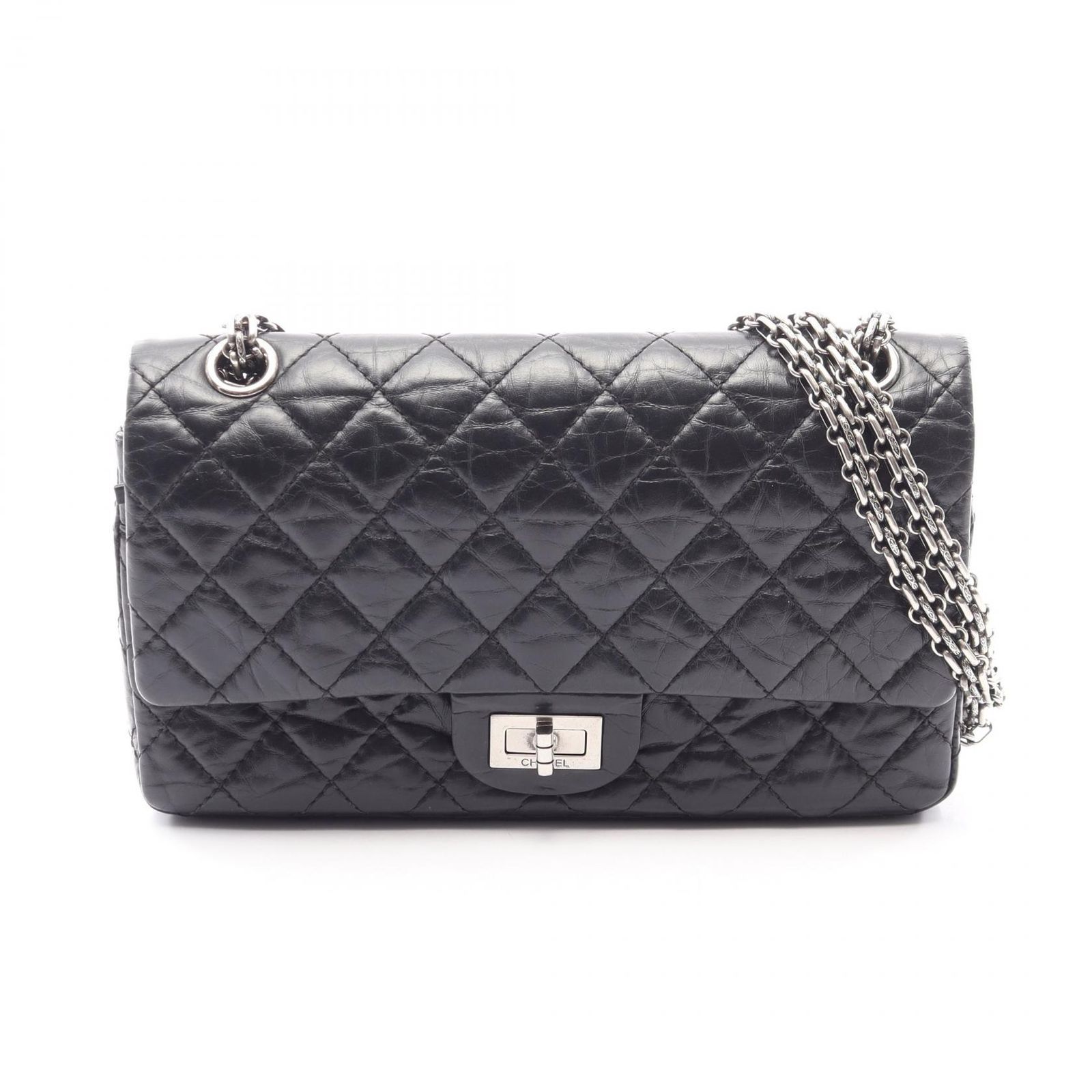 シャネル CHANEL ショルダーバッグ 2.55 マトラッセ マドモアゼルチェーン ブラック カーフ（牛革） 2.55 マトラッセ ダブルフラップ チェーンショルダー レディース