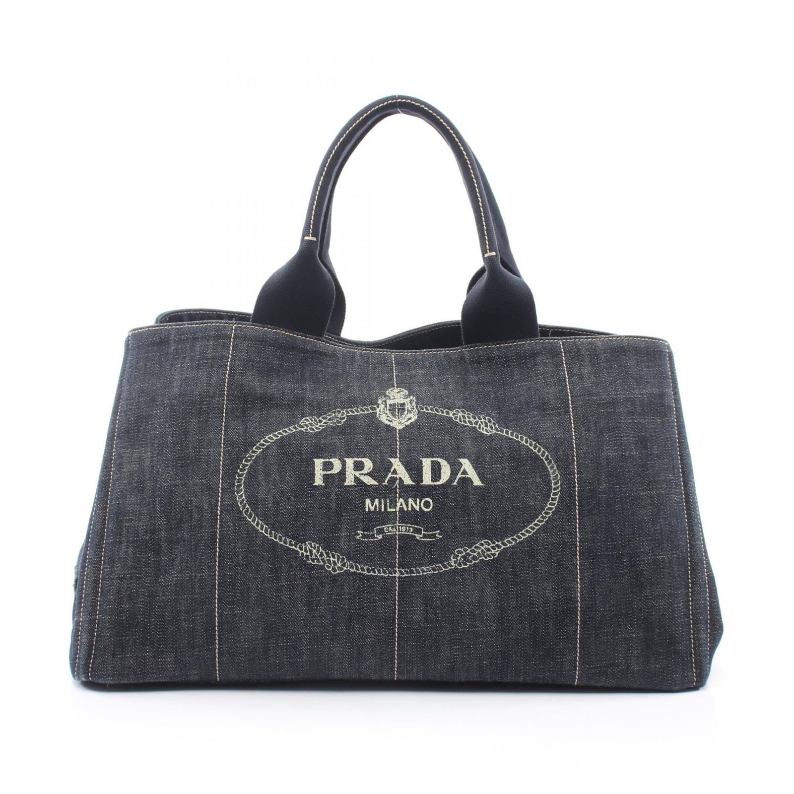 プラダ PRADA トートバッグ CANAPA カナパ インディゴブルー デニム カナパ トート レディース Used A 84,800円
