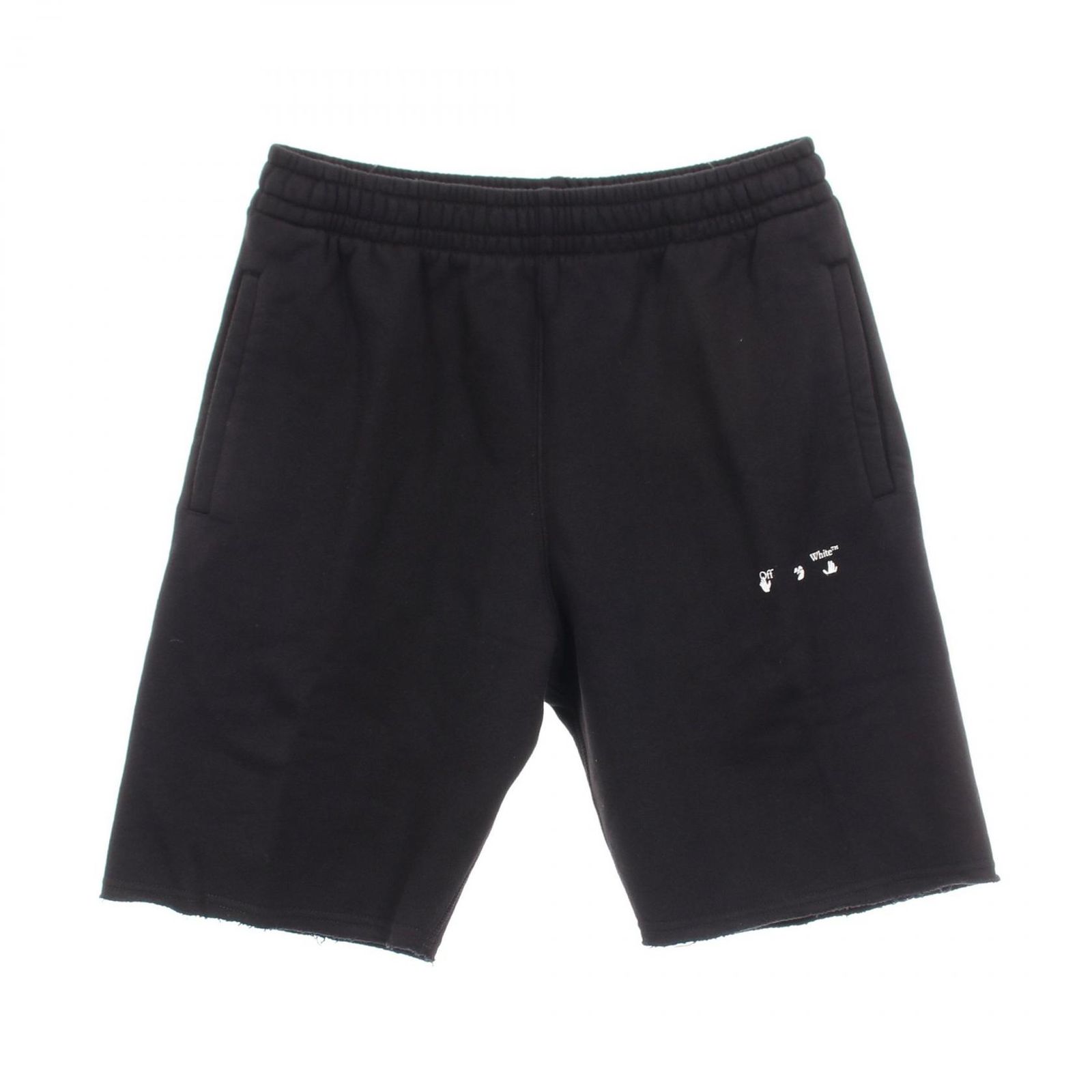オフホワイト OFF-WHITE パンツ Sprayed Caravaggio ブラック コットン ハーフパンツ メンズ 未使用