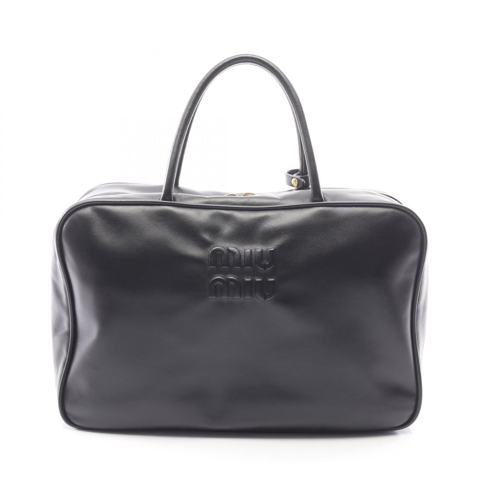 ミュウ ミュウ Miu Miu ハンドバッグ ボー 5BB117 ブラック レザー ボー バッグ ラージ レディース Used A