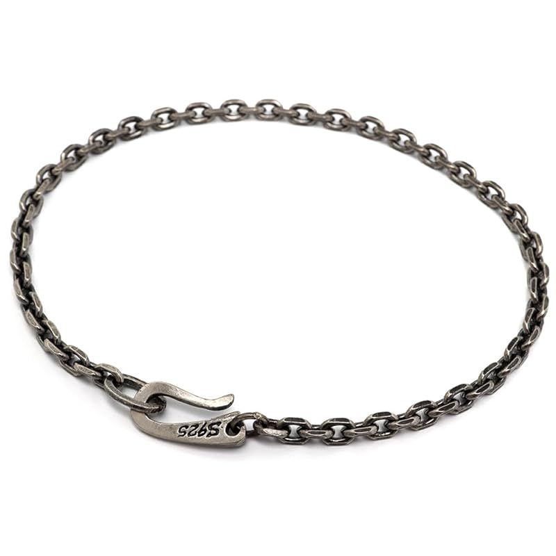 [silver KYASYA]シルバー925 チェーンブレスレット シンプル メンズ 925 シルバーブレスレット 細身 あずきチェーン 鎖 燻 フック
