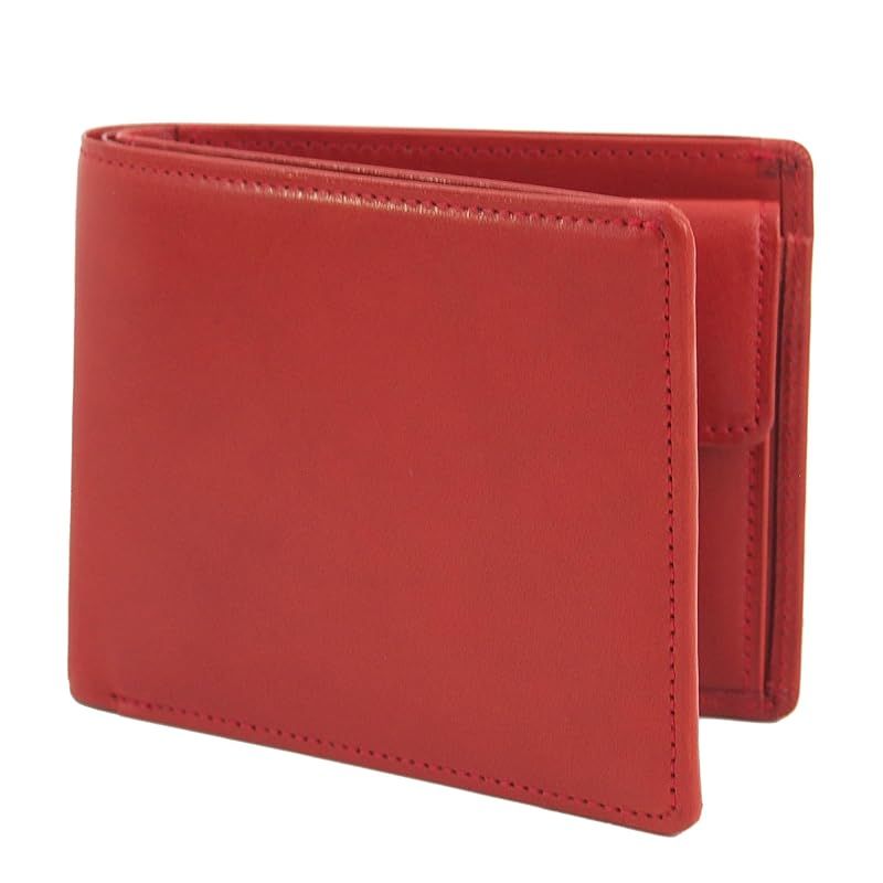 [栃木レザー] メンズ 二つ折り財布 マチ付き 本革 日本製 札入れ 多収納 TGS-3355 (red) 男性用 メンズ 二つ折り財布 本革 使用 ビジネス・カジュアル両方に 売れ筋ウォレット 小銭入れ付き 薄型 軽量 大容量 誕生日 ギフト プレゼント 父