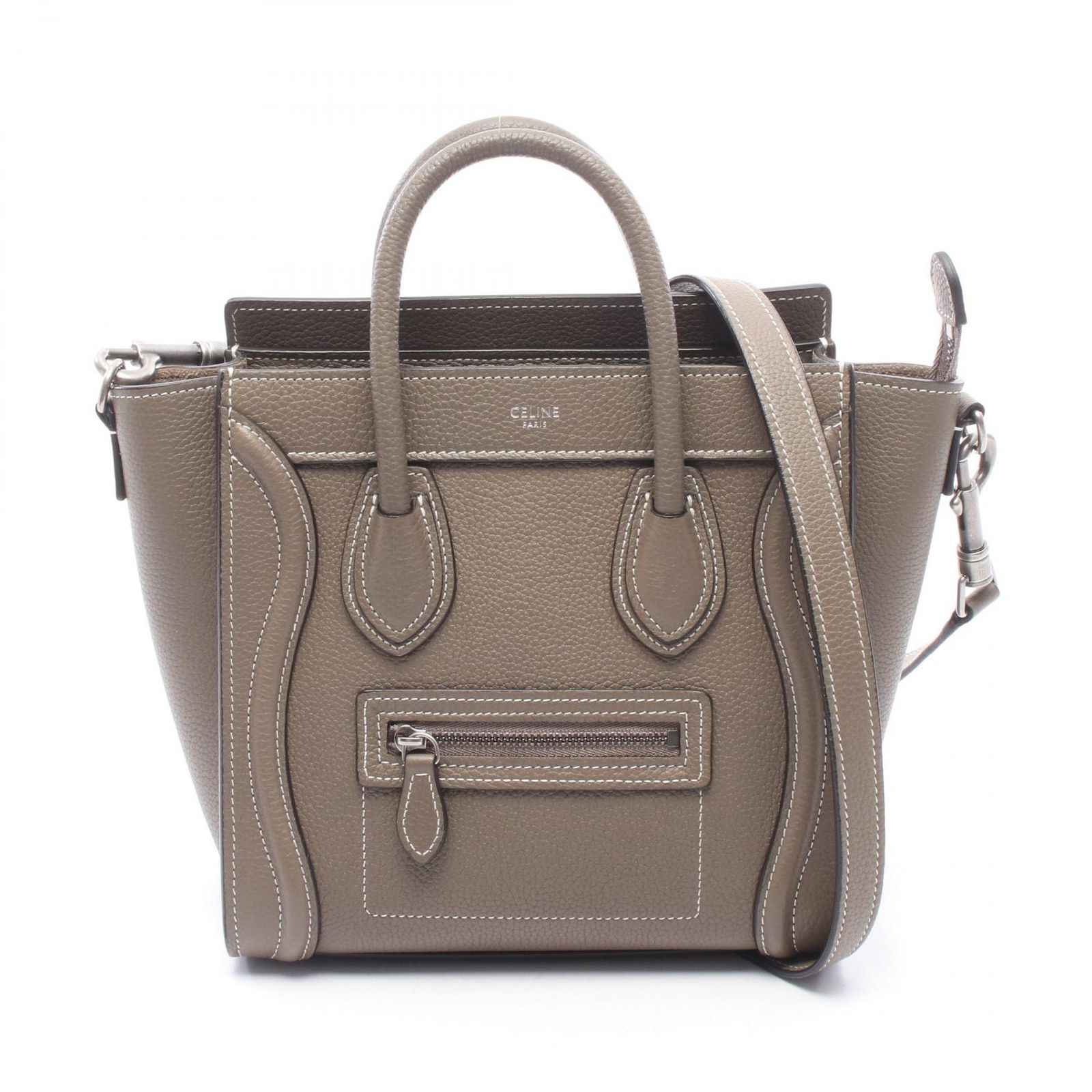 セリーヌ CELINE ハンドバッグ ラゲージ ナノショッパー 2WAY 189243 グレージュ レザー ラゲージ ナノ ショッパー レディース Used A