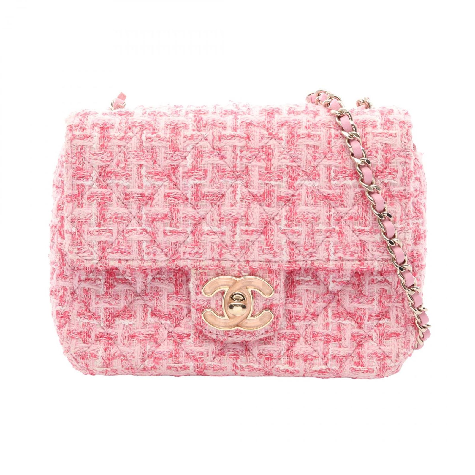 シャネル CHANEL ショルダーバッグ マトラッセ ミニフラップ AS3782 ピンク ファブリック ミニマトラッセ チェーンショルダー レディース Used A