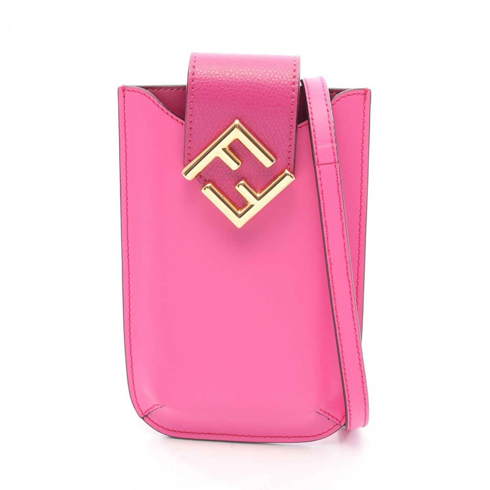 フェンディ FENDI ショルダーバッグ FFダイヤモンド フォンポーチ 7AS188 フューシャピンク レザー FFダイヤモンド フォンホルダー レディース Used A