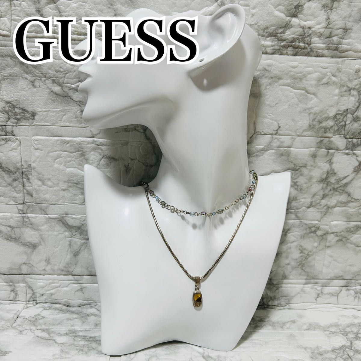 GUESS ゲス ネックレス 色石 シルバー ペンダント アクセサリー マルチ 