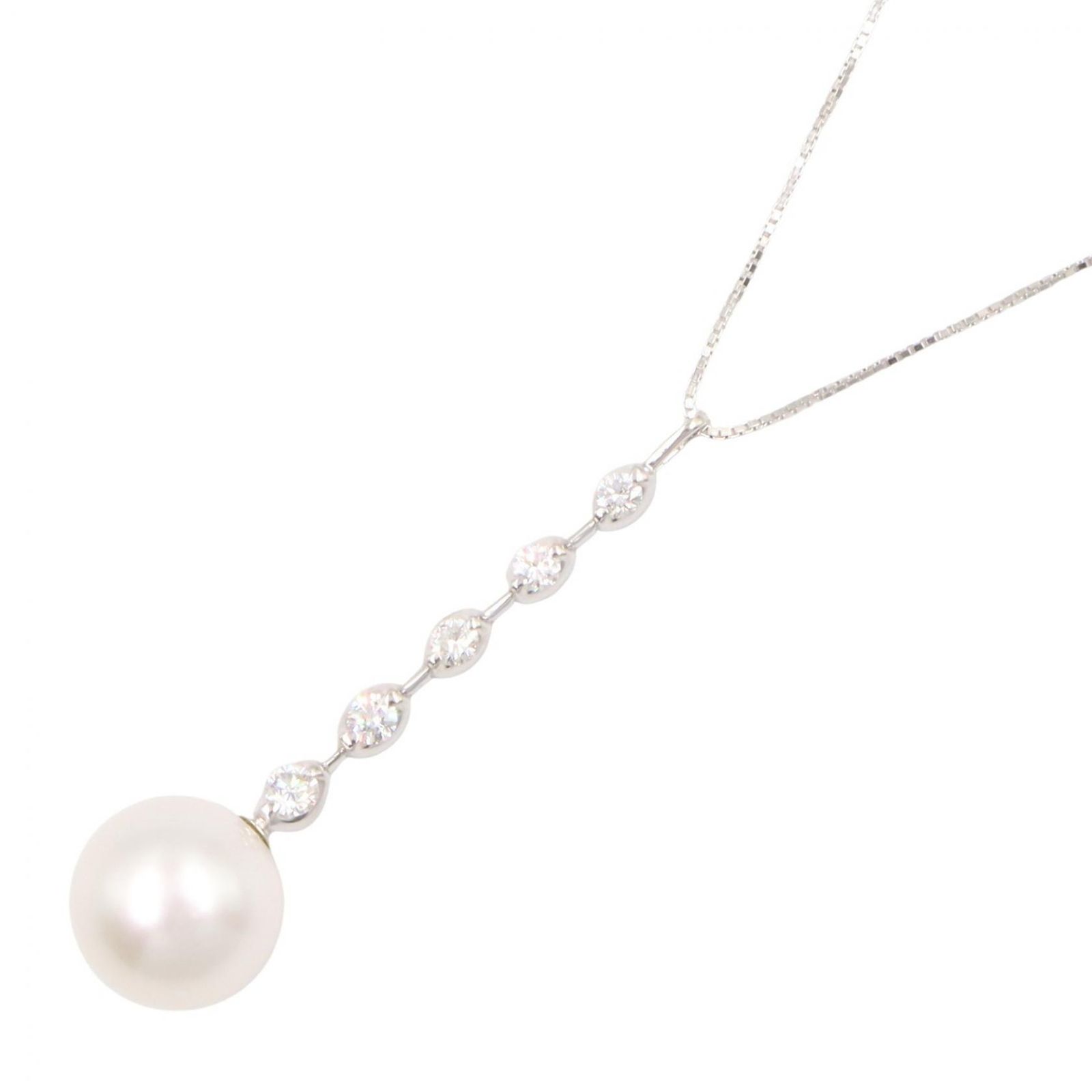 ジュエリー JEWELRY ネックレス パール ダイヤモンド ネックレス ﾊﾟｰﾙ 6.4g 首回り45㎝ K18WG（ホワイトゴールド） ダイヤモンド パールネックレス レディース
