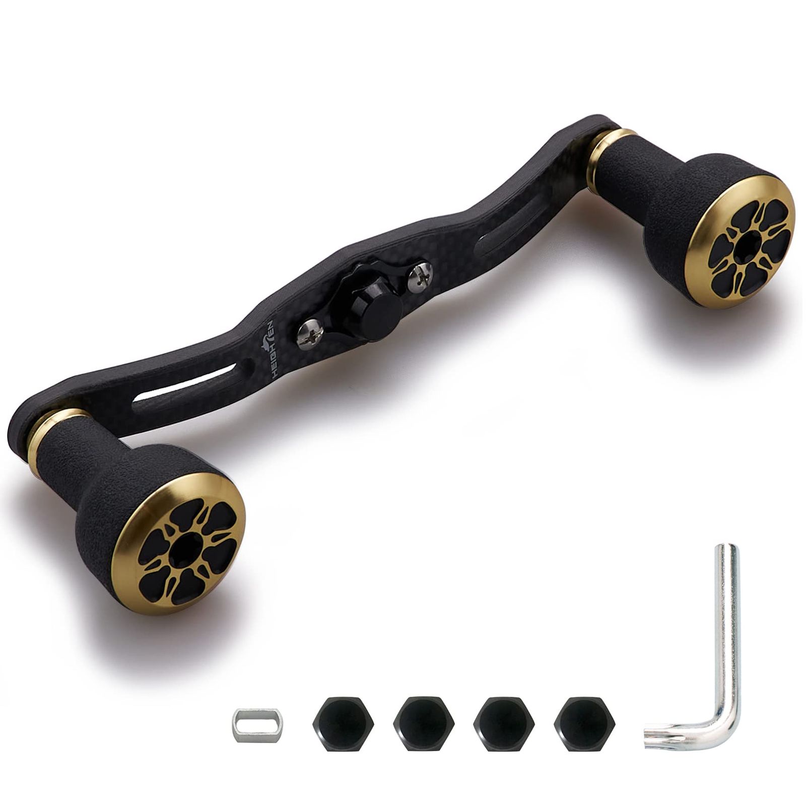 HEIGHTEN 120/110mm リール ハンドル 厚さ4mm 1.5K炭布 カーボン 24mm TPE製 ノブ搭載 シマノ(SHIMANO) ダイワ(DAIWA) アブ(Abu) 通用 ベイトリール 用 TPE Series (110m 8b9bce23
