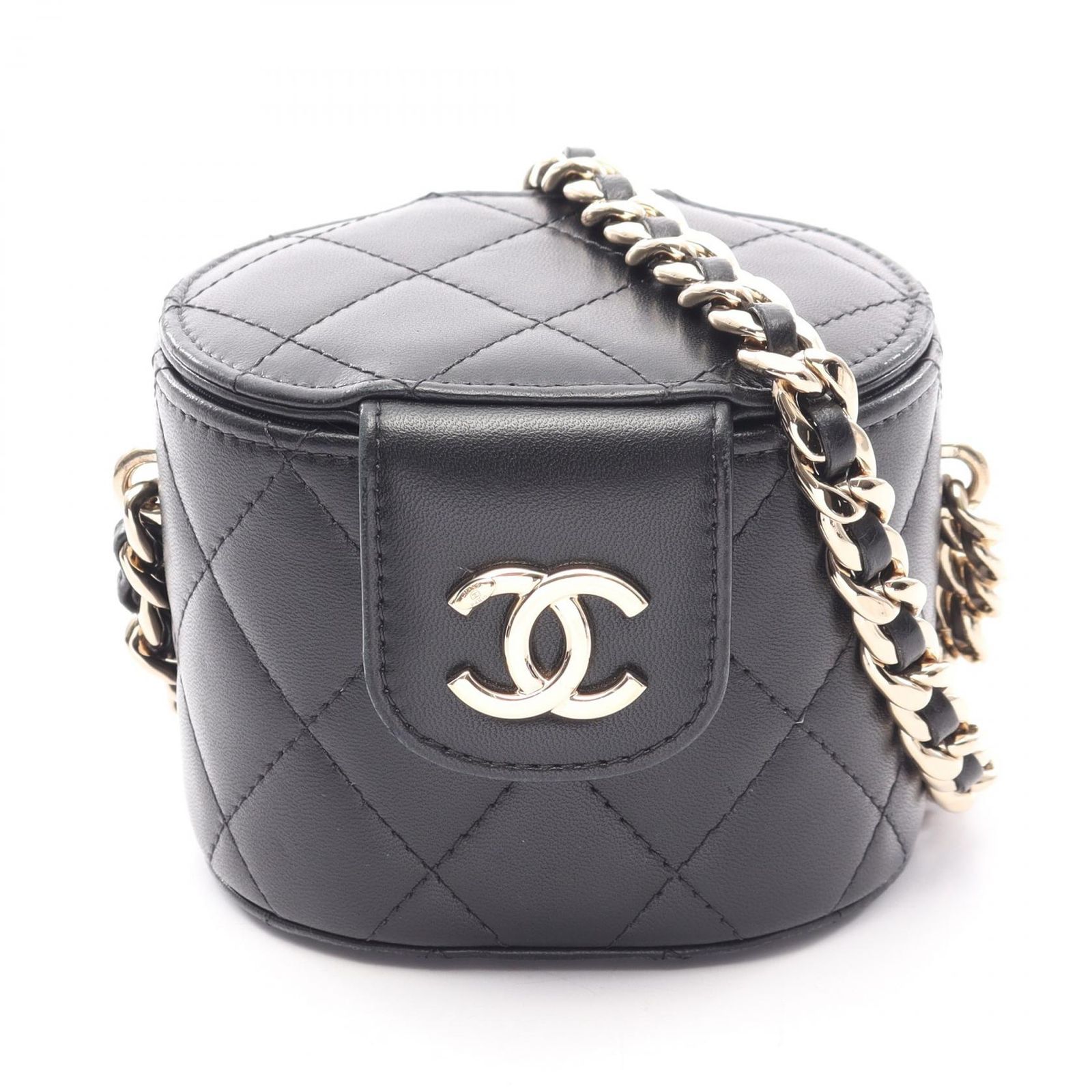 シャネル CHANEL ショルダーバッグ マトラッセ ミニバニティ ブラック ラムスキン（羊革） マトラッセ バニティ ミニ チェーンショルダー レディース Used A