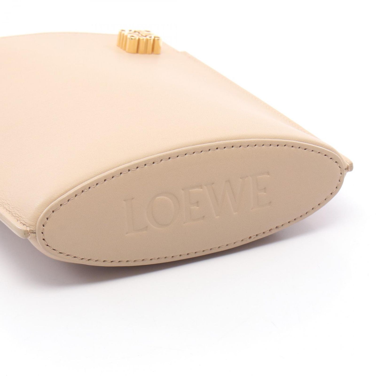 ロエベ LOEWE ショルダーバッグ ダイスポケット C630R12X01 ベージュ レザー ダイス ポケット レディース Used A